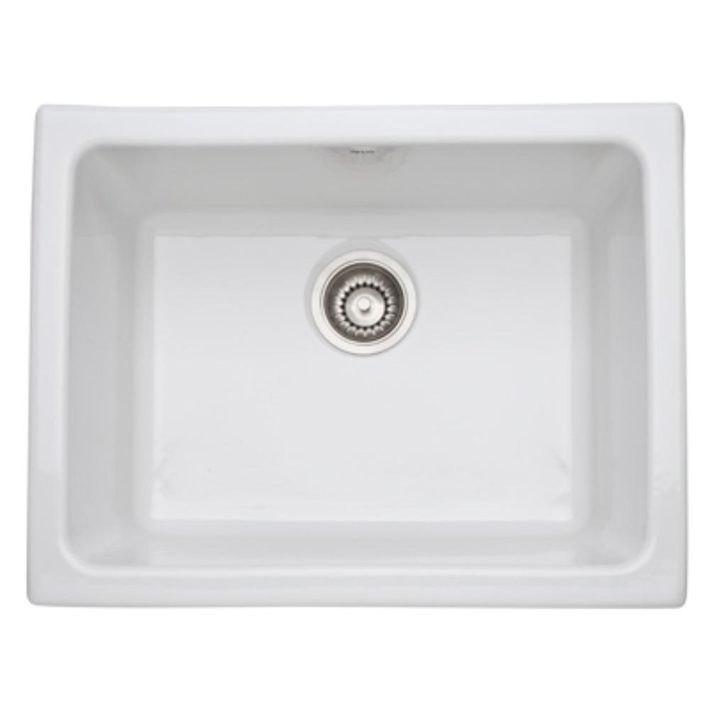 Rohl Allia Undermount Fireclay 24 In Single Bowl Kitchen Sink In White 6347 00 The Home Depot