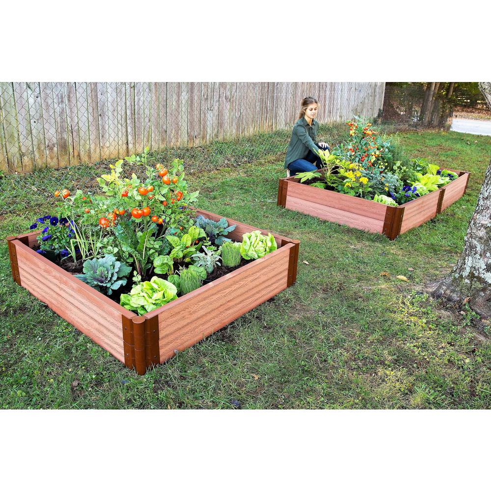Frame It All Two Inch Series 4 Ft X 4 Ft X 11 In Classic Sienna Composite Raised Garden Bed Kit 300001084 The Home Depot