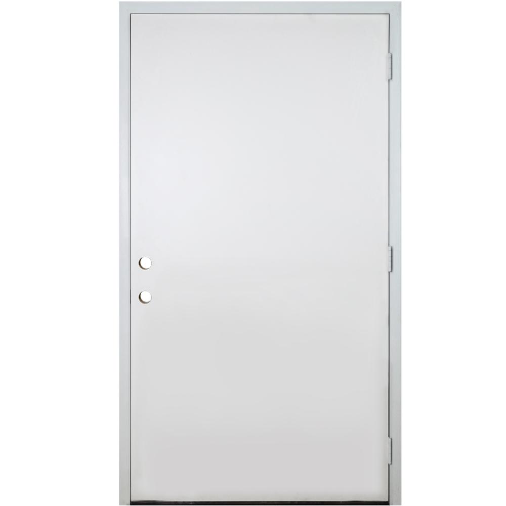 Steves & Sons 42 in. x 80 in. Classic Flush LHOS White Primed Smooth ...