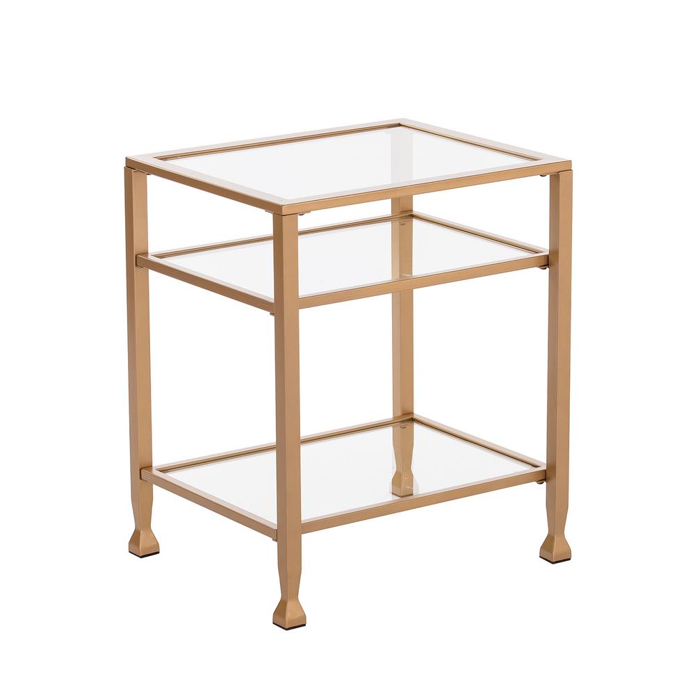 Southern Enterprises Galena Gold Metal and Glass End TableHD524726