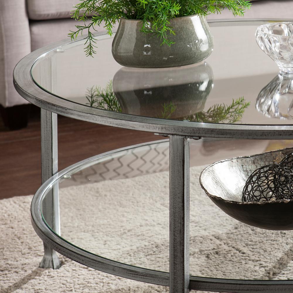 Southern Enterprises Galena 36 In Metallic Silver Medium Round Glass Coffee Table With Shelf Hd748337 The Home Depot - Glass Coffee Table Plants Southern Enterprises Galena 36 In Metallic Silver Medium Round Glass Coffee Table With Shelf Hd748337 The Home Depot - Glass Coffee Table Plants