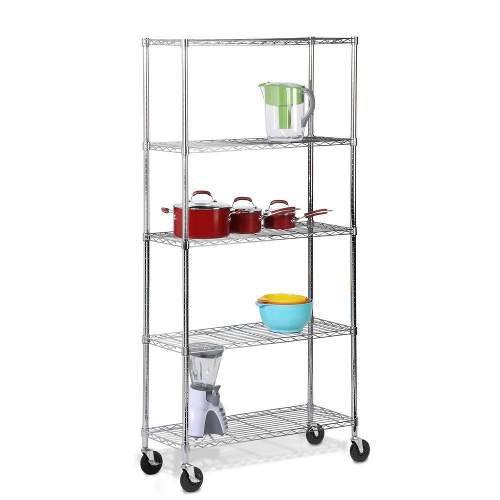 Honey Can Do 14 In L X 36 In W X 72 In H 5 Tier Chrome Shelving