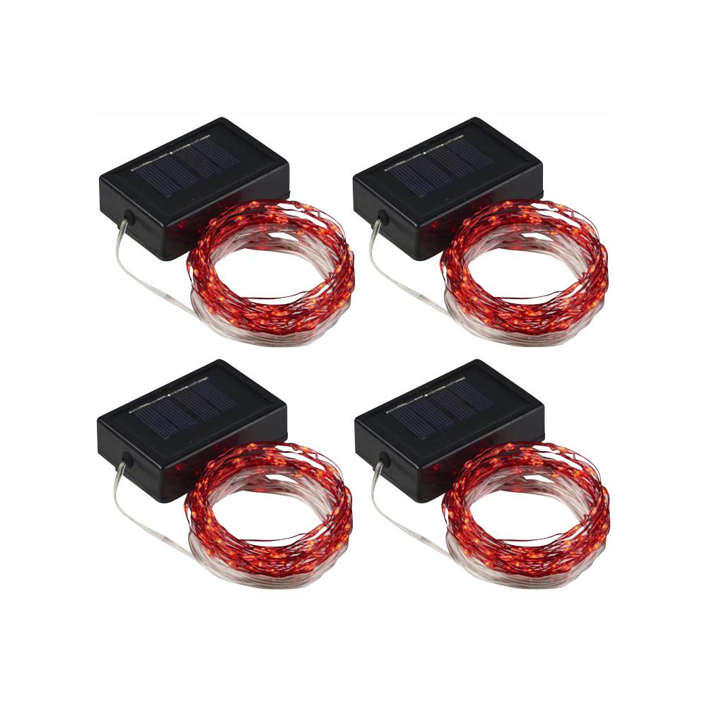 100 Light 20 Ft Integrated Led Red Solar String 4 Pack 100 Light 20 Ft Integrated Led Red Solar String 4 Pack