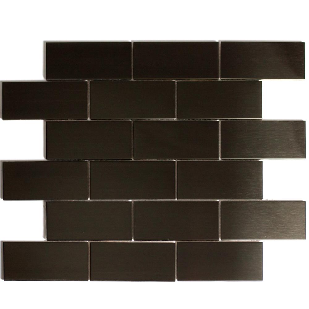 1 sq ft 4/" x 4/" Stainless Steel Brushed Metal Tile