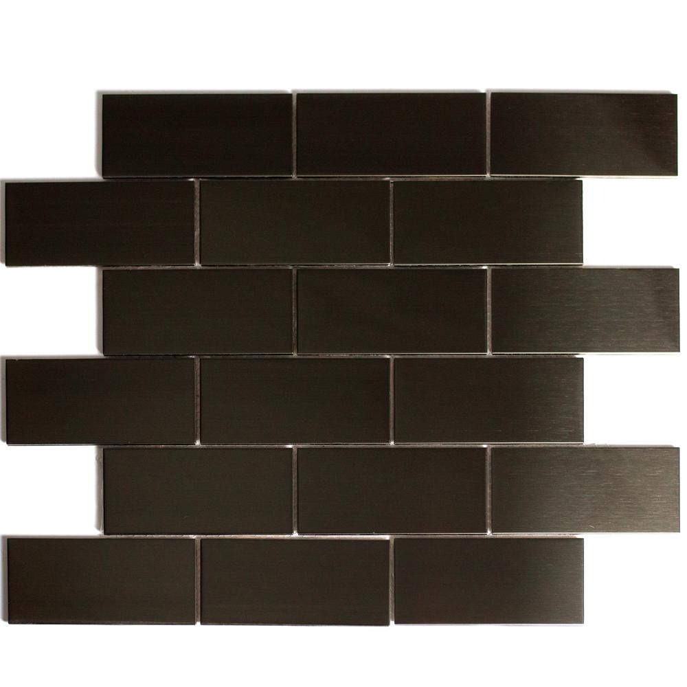 Whirlpool 30 In X 24 5 Range Backsplash Stainless Steel Abolos Mosaic 2 X 4 Rectabgle Bronze Stainless Steel