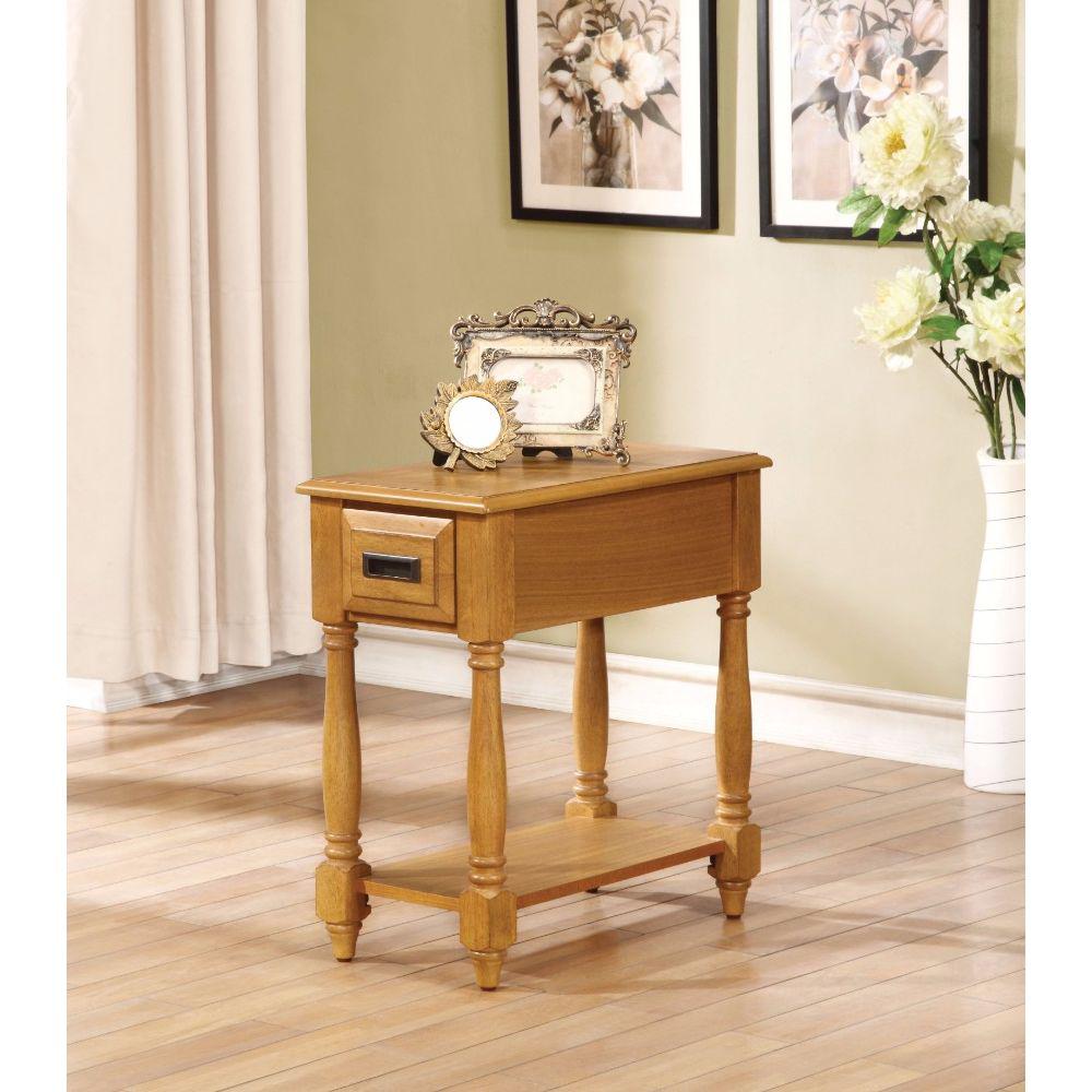 Benjara 12 In Light Oak Brown Small Rectangle Wooden Side Table Bm157267 The Home Depot