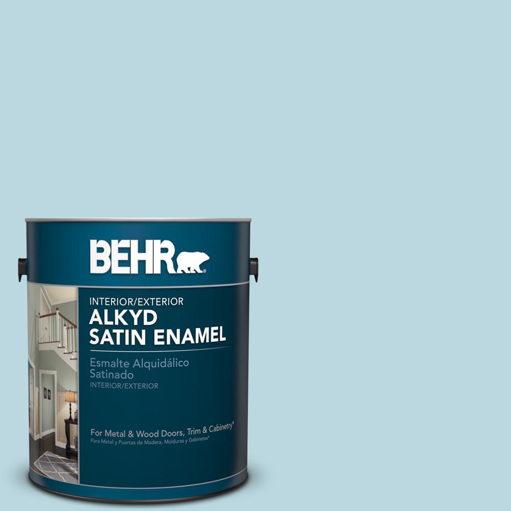 BEHR 1 gal. S4601 Air Blue Satin Enamel Alkyd Interior