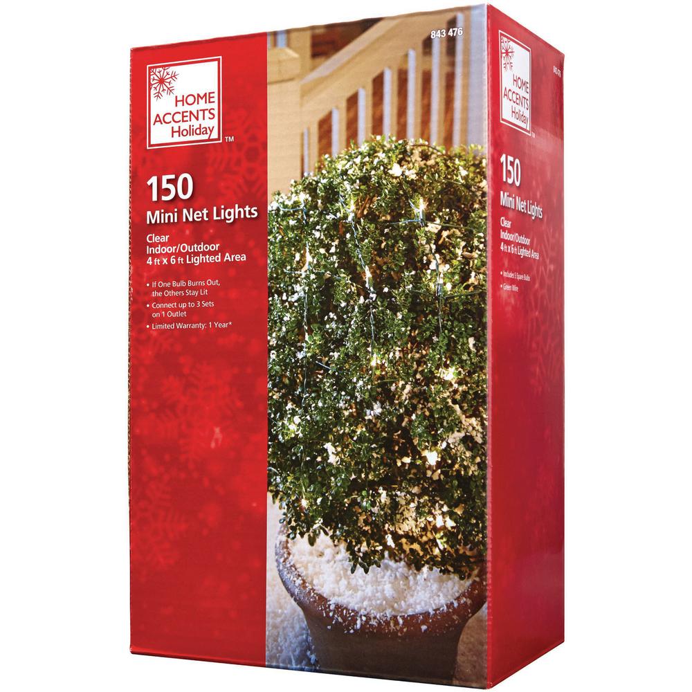 Home Accents Holiday 48 In X 72 In 150 Light Clear Net Christmas Lights Tol 150 3wa N C The Home Depot