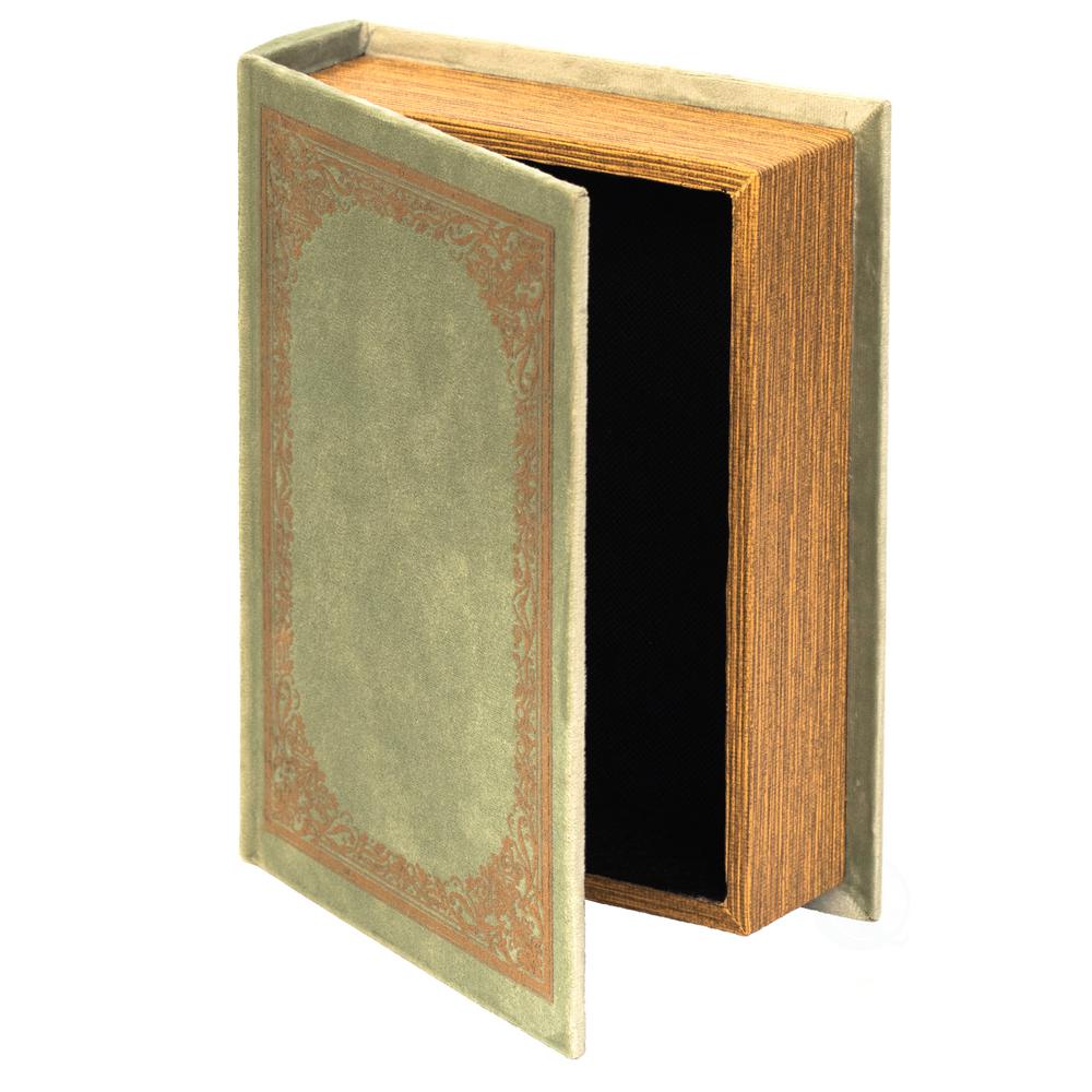 Vintiquewise Antique Green Decorative Wooden Vintage Book Shaped Trinket Storage Box Qi Ag The Home Depot