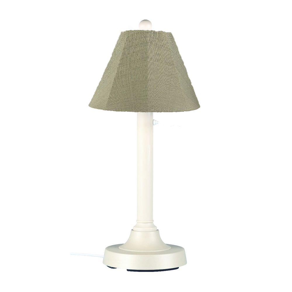 Patio Living Concepts San Juan 30 In White Outdoor Table Lamp With White Outdoor Table Lamp With Basil Linen Shade