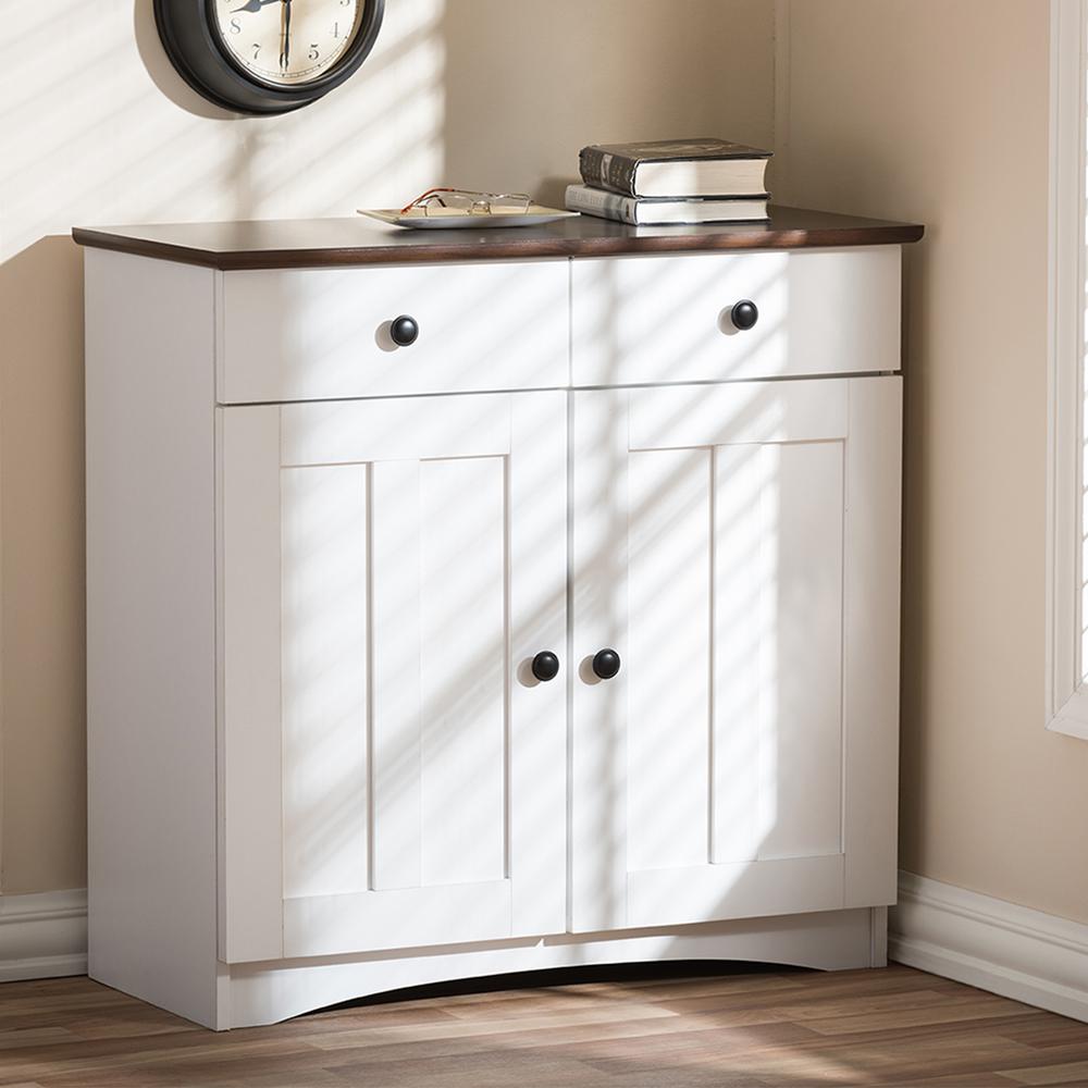 Baxton Studio Lauren Contemporary 30.42 in. H x 31.2 in. W White Wood Kitchen Storage Cabinet 