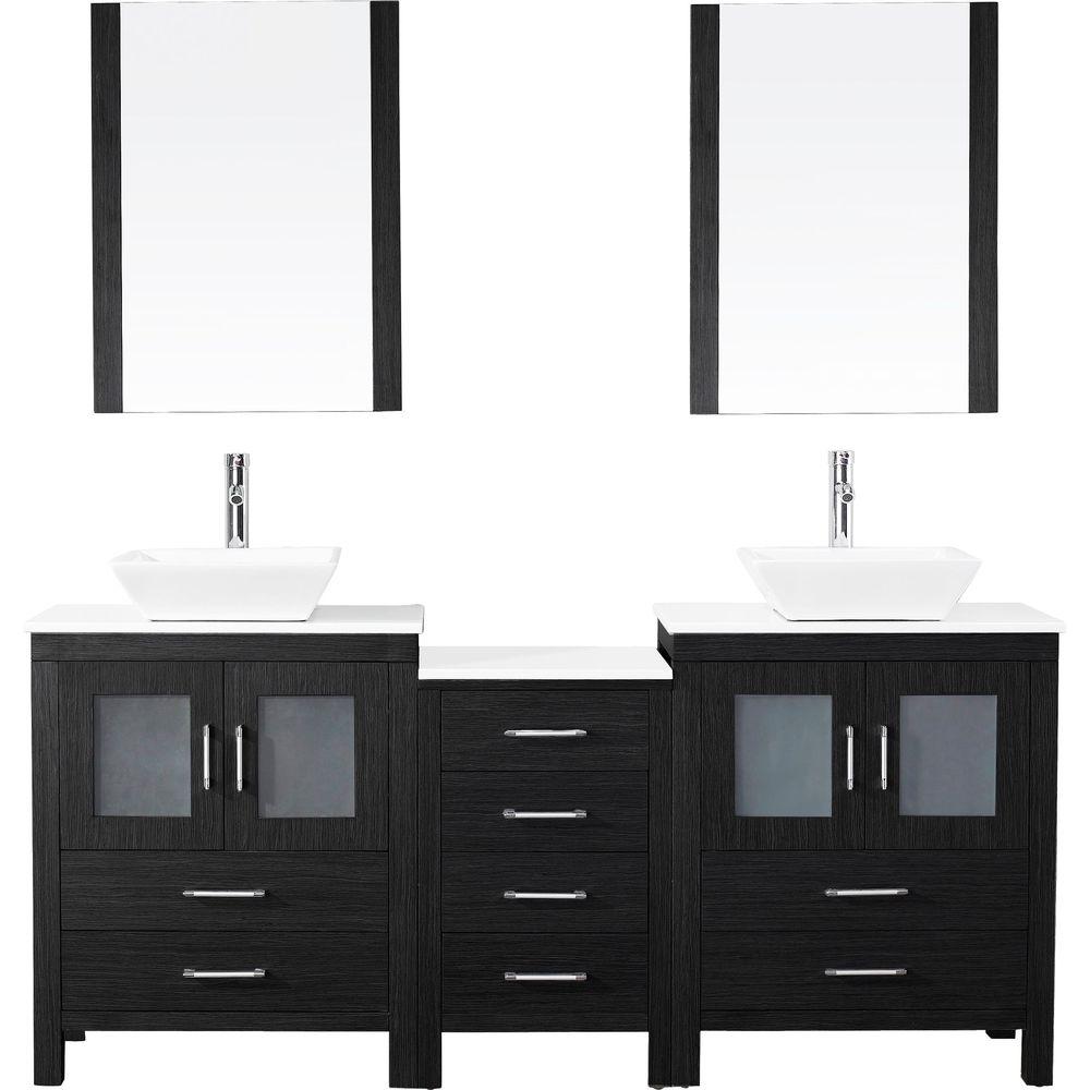 Virtu USA Dior 75 in. W Bath Vanity in Zebra Gray with Stone Vanity Top