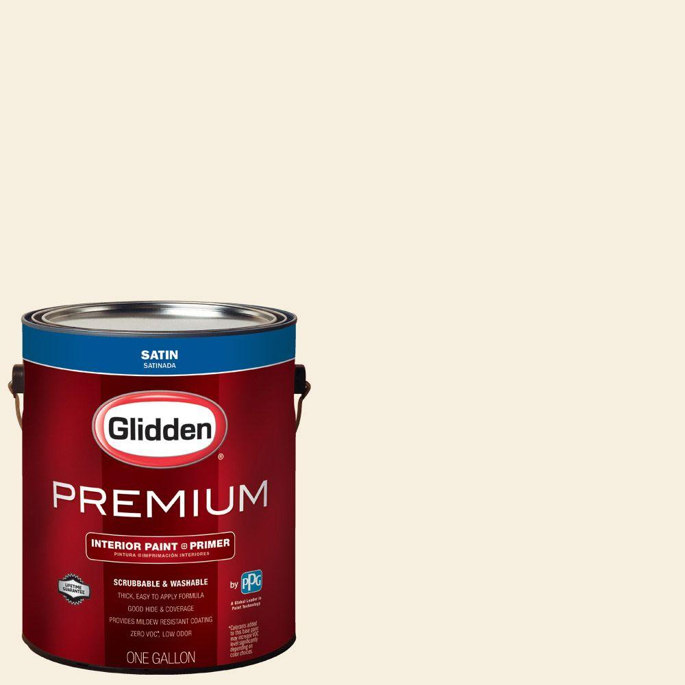 Glidden Premium 1 Gal Hdgo43 Terrace White Satin Interior Paint Hdgo43 Terrace White Satin Interior Paint With Primer