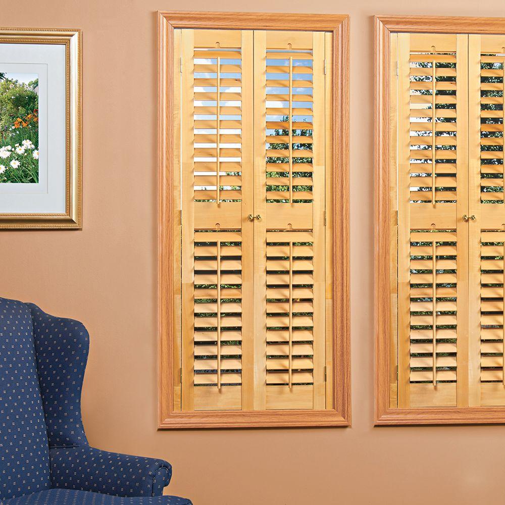 HOME basics Plantation Light Teak Real Wood Interior Shutters (Price ...