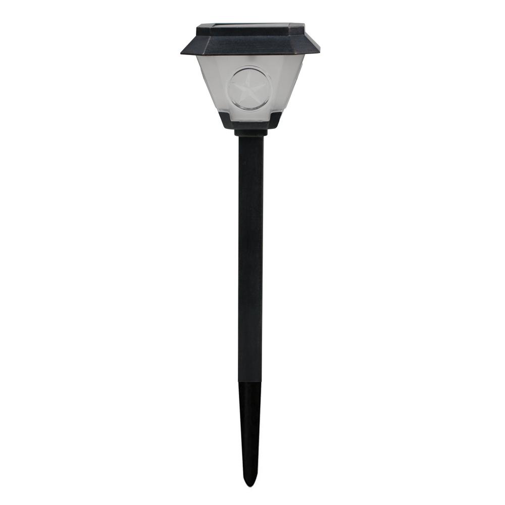 Hampton Bay Solar Distressed Black Outdoor Integrated LED Landscape Path Light with Lone Star