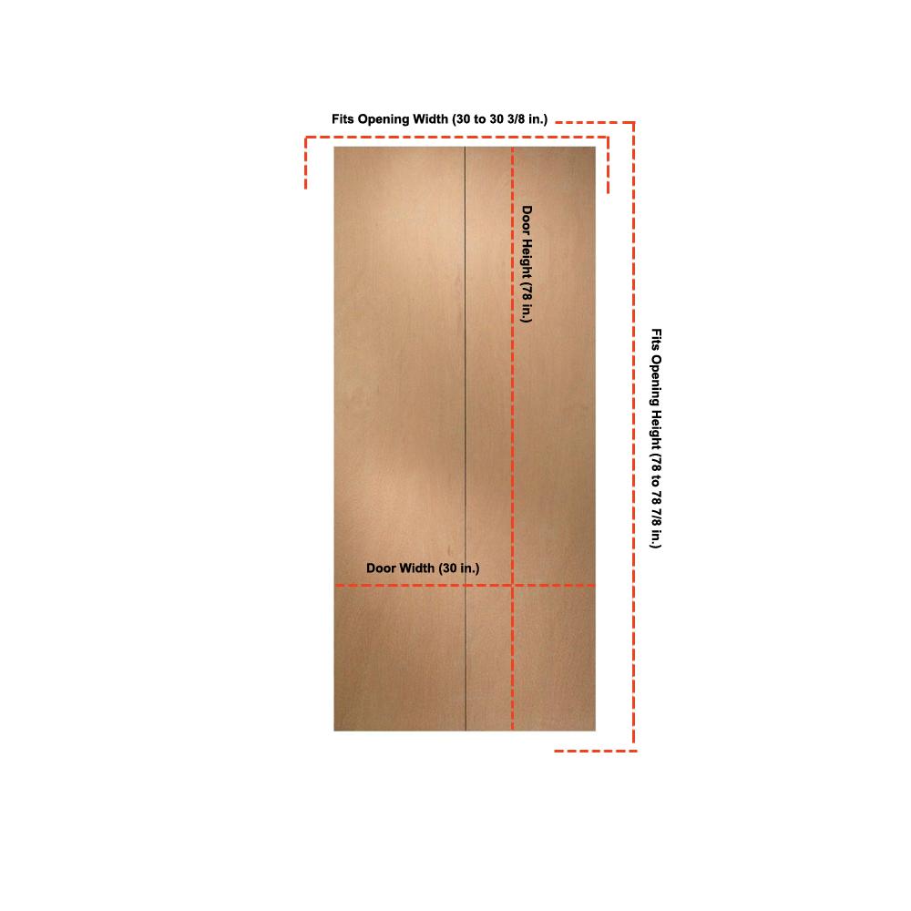 Jeld Wen 30 In X 78 In Unfinished Flush Hardwood Closet Bi Fold