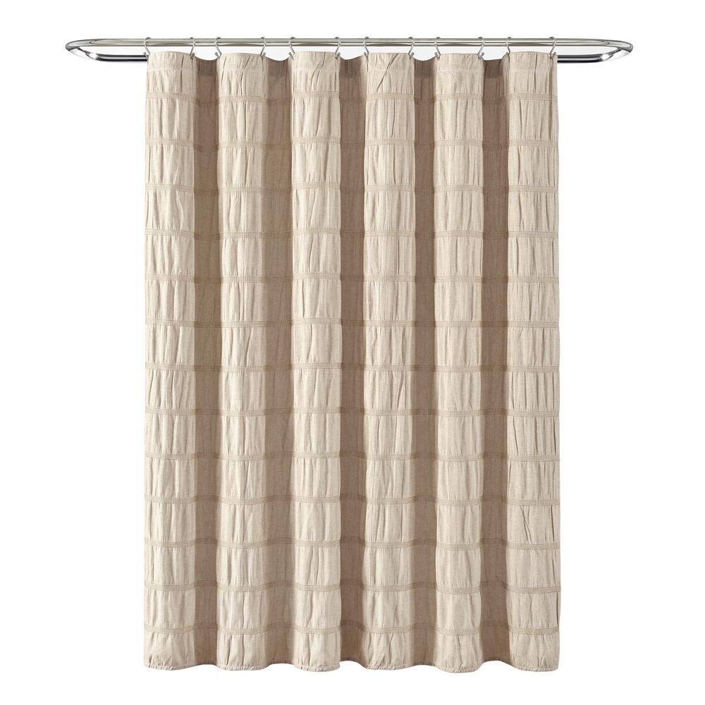 Lush Decor Waffle Stripe Woven Cotton Shower Curtain Taupe Single 72X7216T005479 The Home Depot