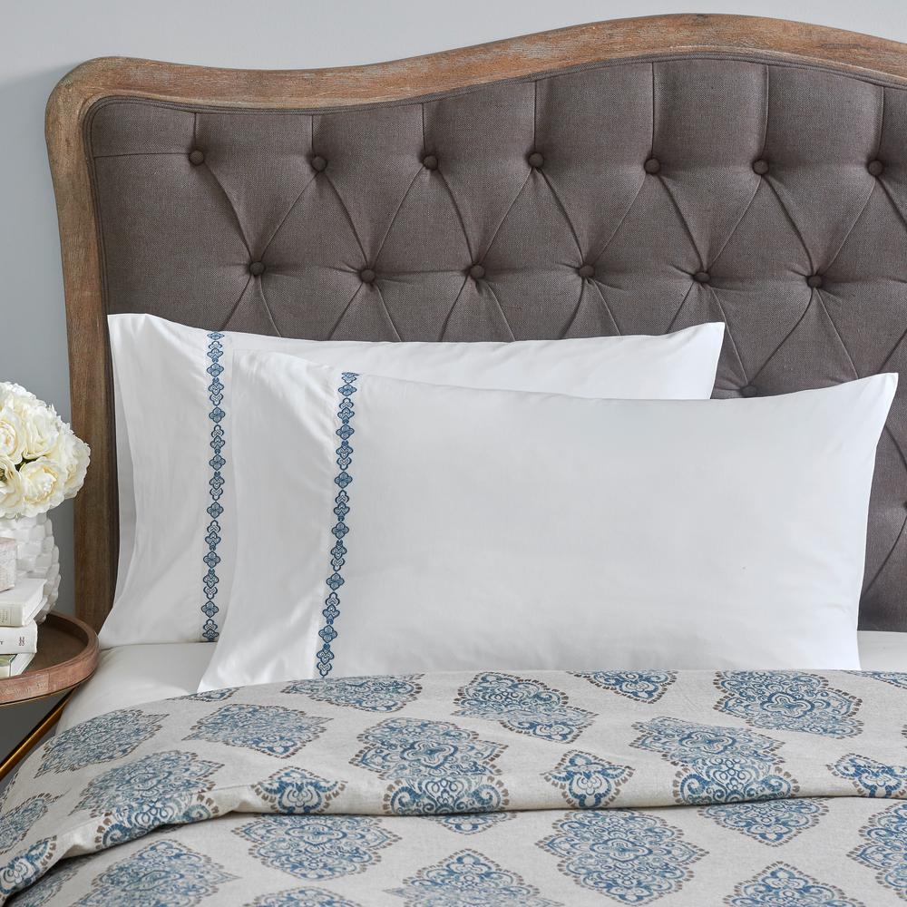 Monroe White King Embroidered Pillowcases (Set of 2)1622 The Home Depot