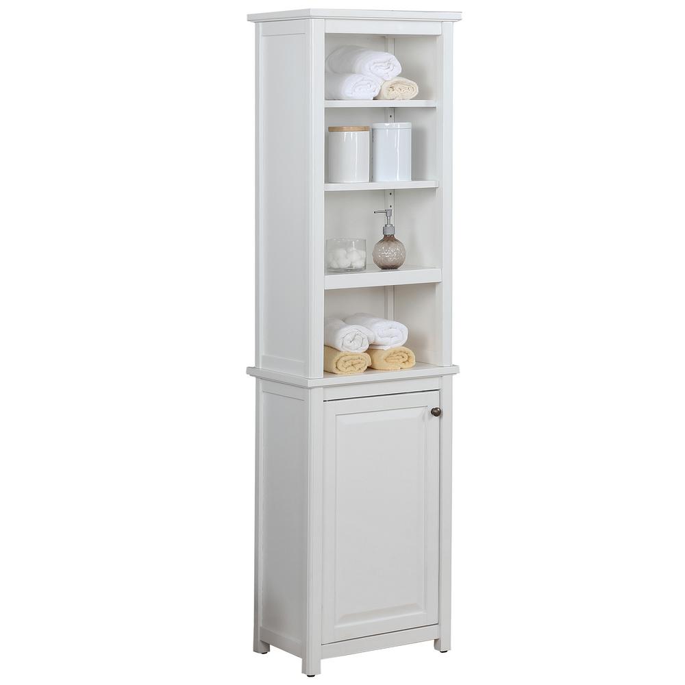 Alaterre Furniture Dorset Bathroom 17 In W Freestanding Storage Tower With Open Upper Shelves And Lower Cabinet In White Anva7778wh The Home Depot