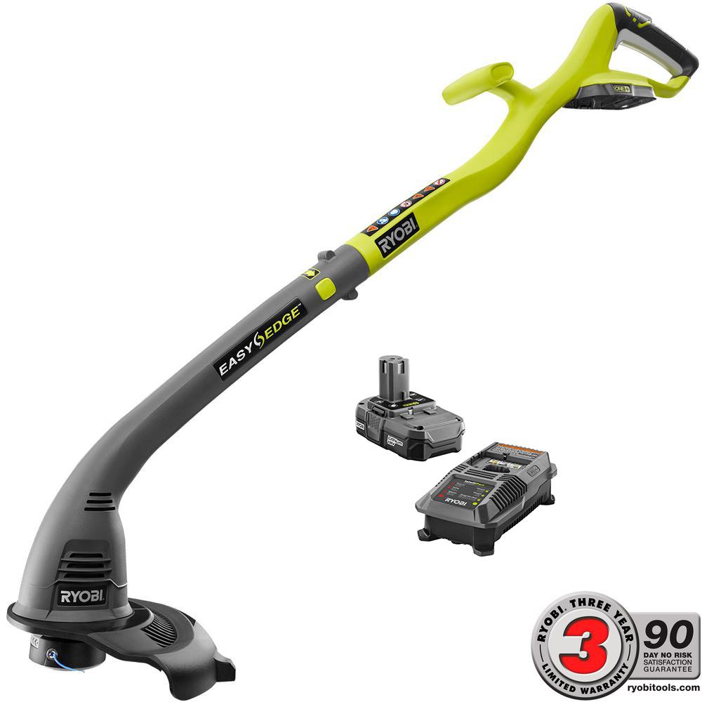Ryobi Electric String Trimmers The Home Depot One 18 Volt Lithium Ion Electric Cordless String Trimmer And Edger 1 3 Ah