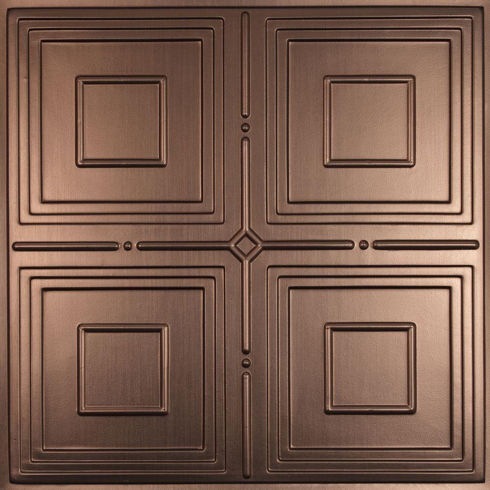 Ceilume Jackson Faux Bronze 2 Ft X 2 Ft Lay In Or Glue Up Ceiling Panel Case Of 6