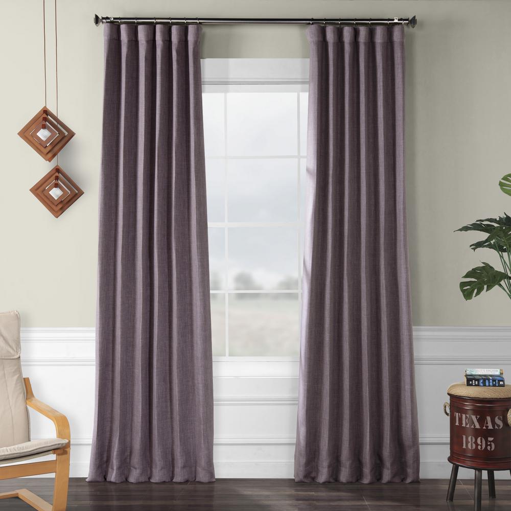 Exclusive Fabrics Furnishings Iris Purple Faux Linen Blackout