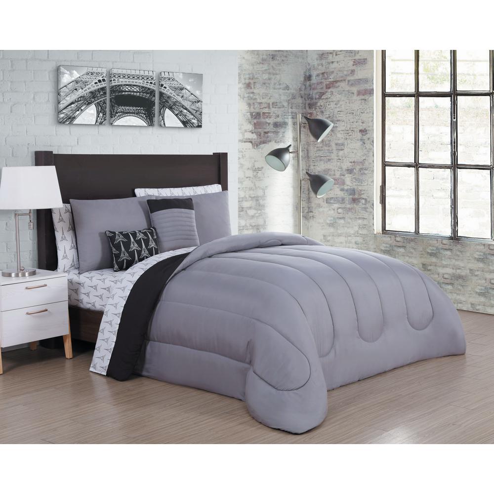 Geneva Home Fashion Julianna 9 Piece Grey Black And Paris King Julianna 9 Piece Grey Black And Paris King Comforter Set Of 3