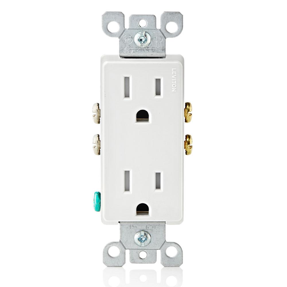 Leviton Decora 15 Amp TamperResistant Duplex Outlet, White (10Pack