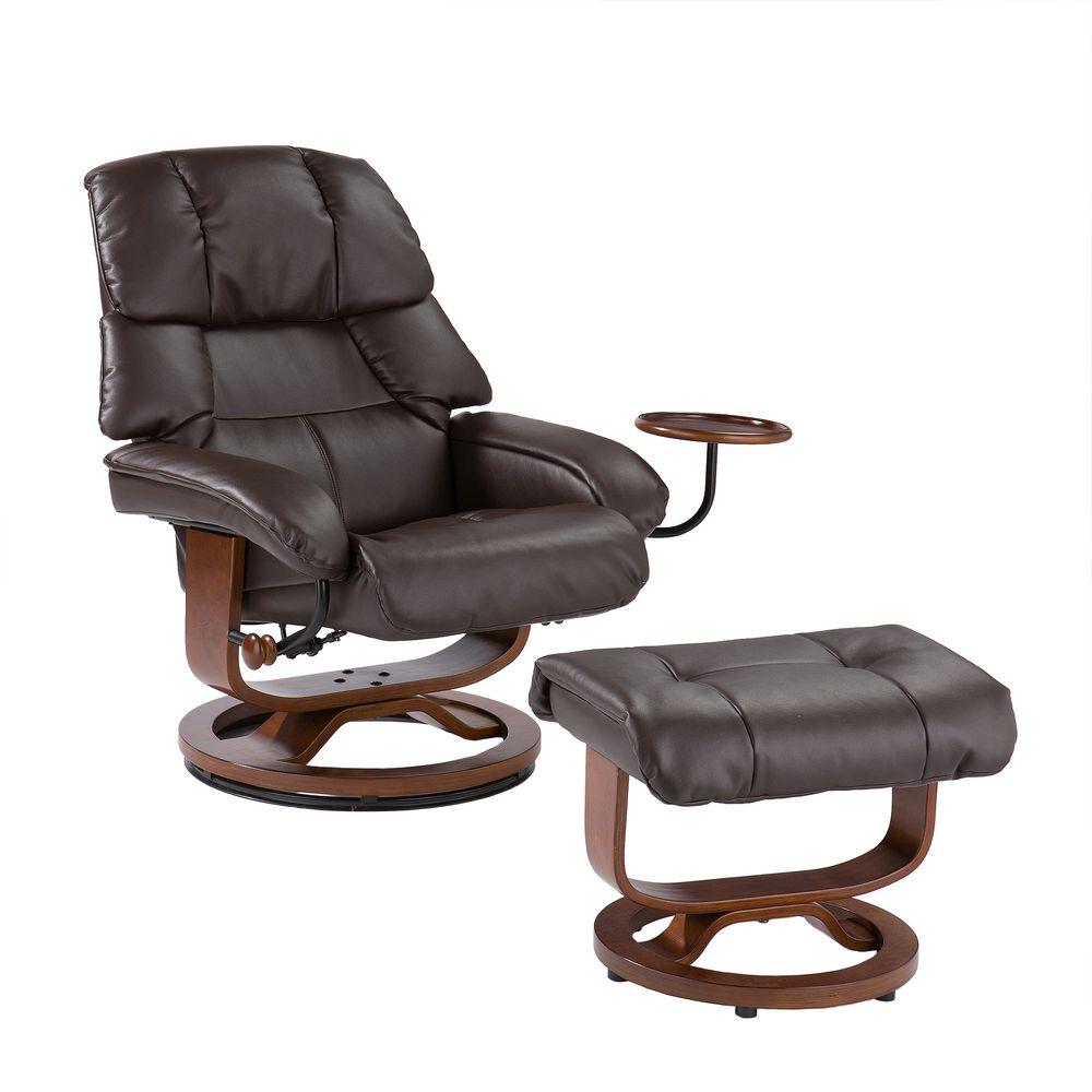 Cafe Brown Leather Reclining Chair with Ottoman-UP7673RC ...