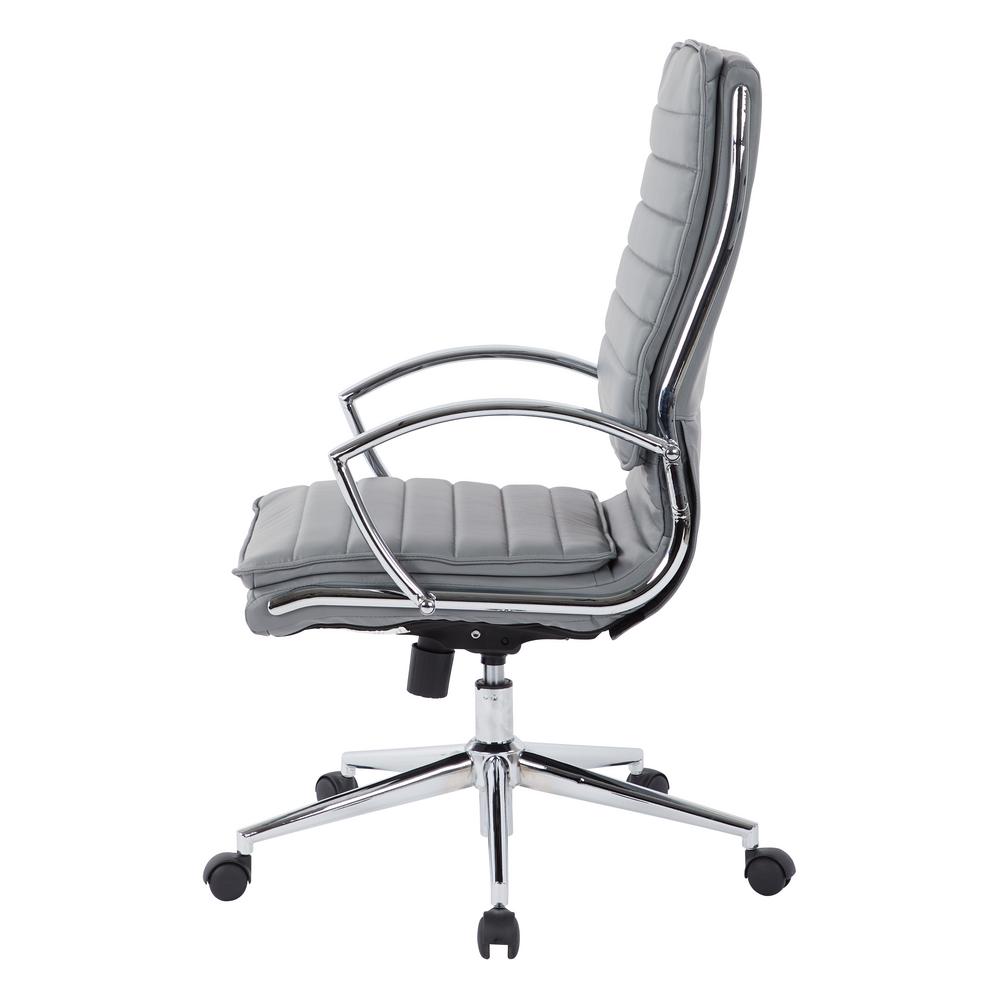 Office Star Products High Back Manager's Faux Leather Chair in Charcoal ...