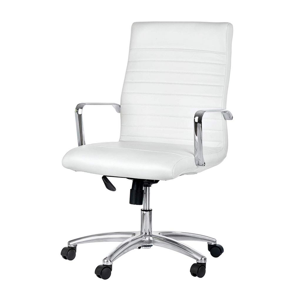 Adiroffice Faux White Leather Executive Office Chair With