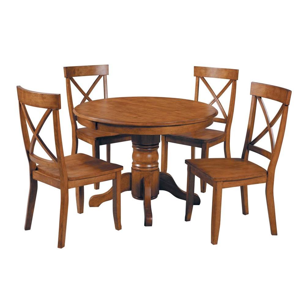 Homestyles 5 Piece Oak Dining Set 5179 318 The Home Depot