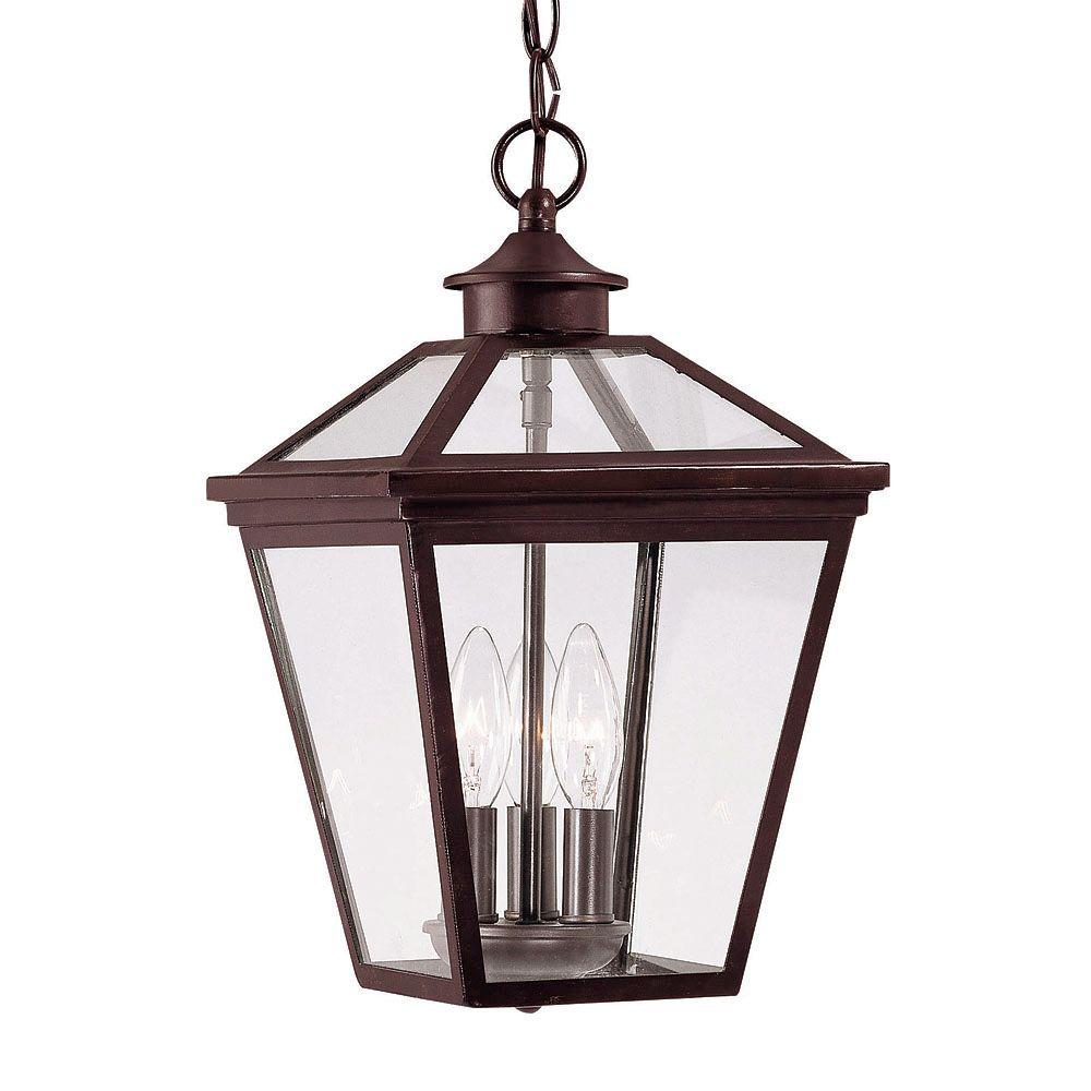 Illumine 3-Light Outdoor Hanging English Bronze Lantern With Clear ...