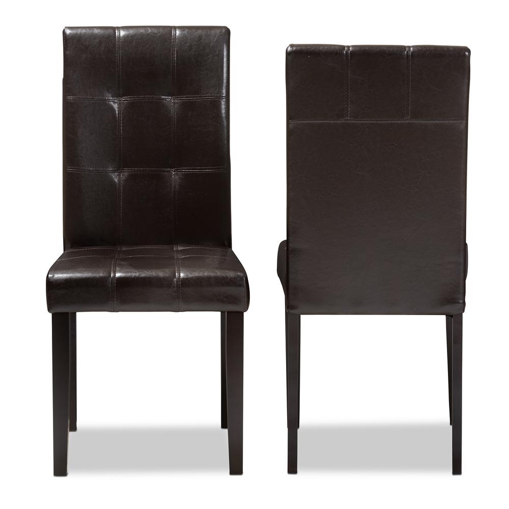 Baxton Studio Avery Dark Brown Faux Leather Dining Chair Set Of 2 2pc 8030 Hd The Home Depot