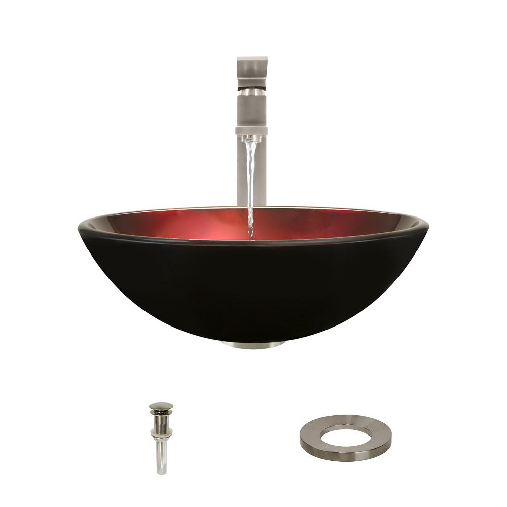 Mr Direct Glass Vessel Sink In Red Foil Undertone With 721 Faucet