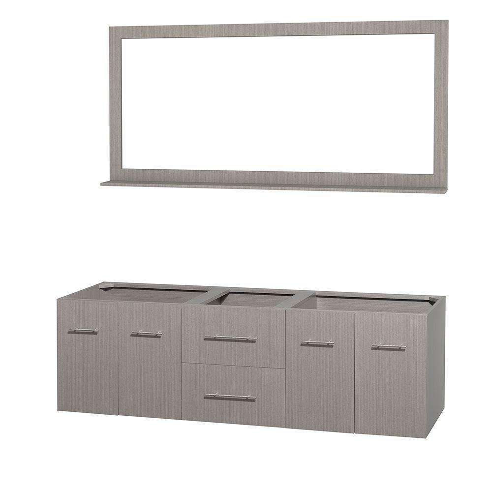 Wyndham Collection Centra 71 in. Double Vanity with Mirror in Gray Oak
