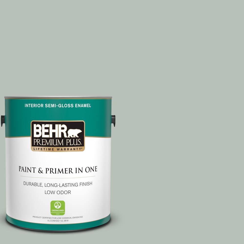 BEHR PREMIUM PLUS 1 gal. MQ618 Recycled Glass SemiGloss Enamel Low