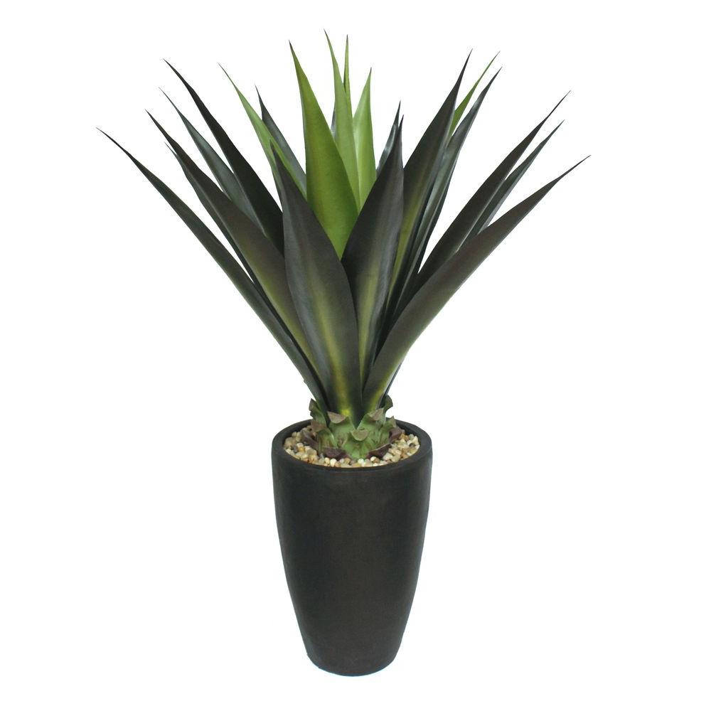 Laura Ashley 44 In Tall High End Realistic Silk Giant Aloe Plant Tall High End Realistic Silk Giant Aloe Plant With Contemporary Planter Vha100498 The Home Depot