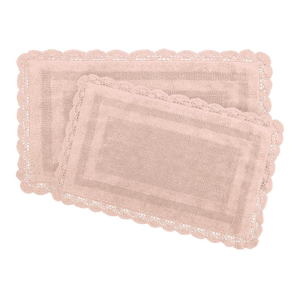 Crochet 100 Cotton 17 In X 24 21 34 2 Piece Bath Rug Set Blush