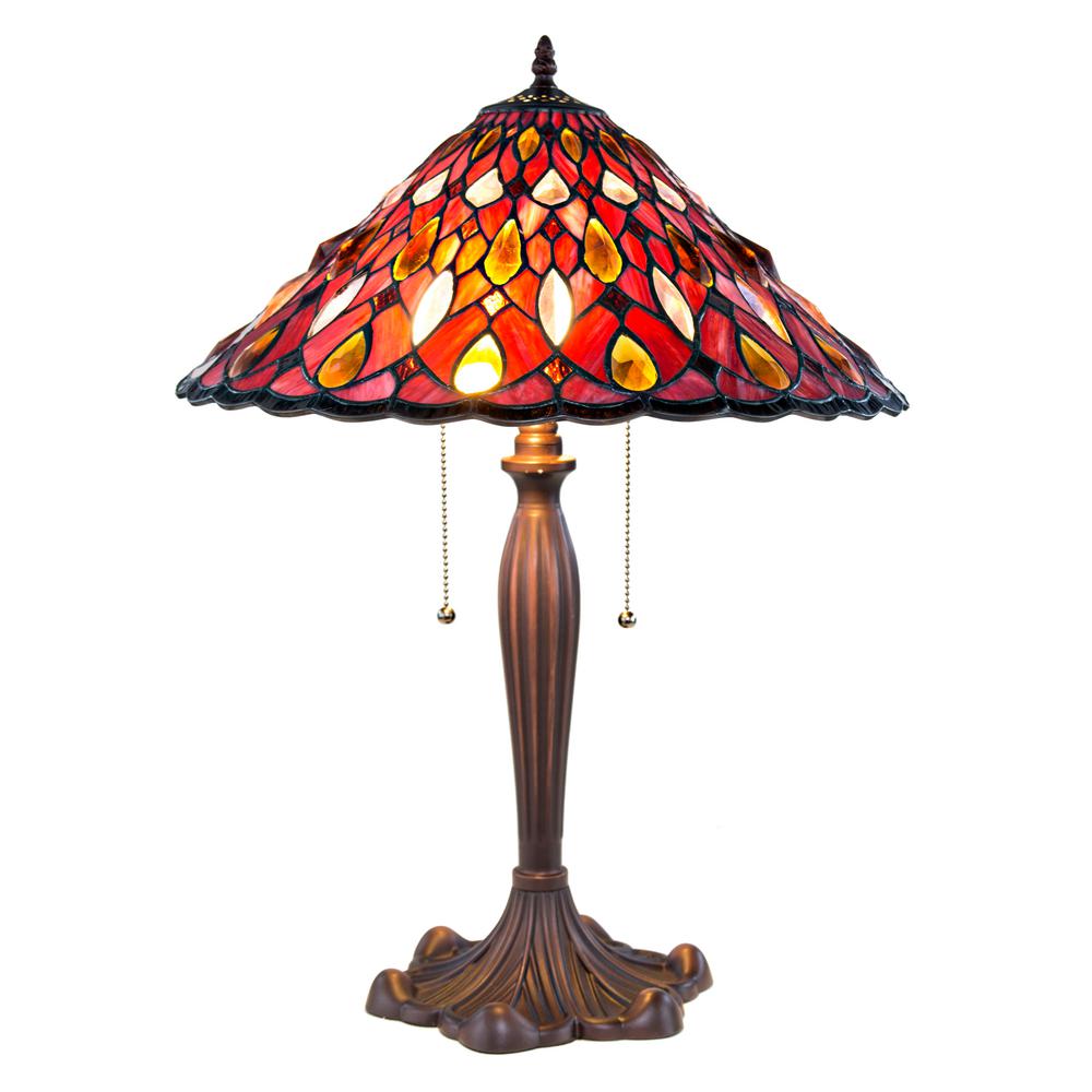 River Of Goods 24 In Red Table Lamp With Stained Glass Jewelescent Red Table Lamp With Stained Glass Jewelescent Shade