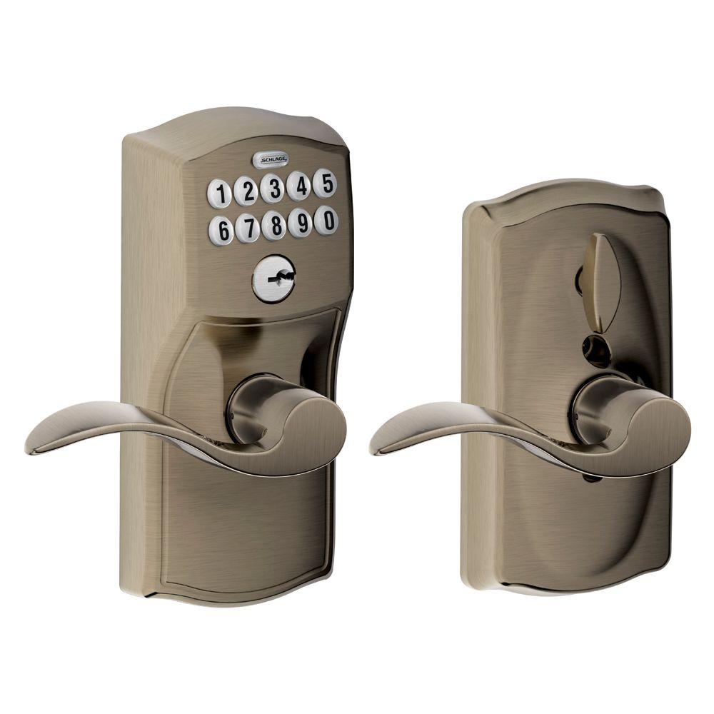 Schlage Camelot Antique Pewter Electronic Door Lock With Accent