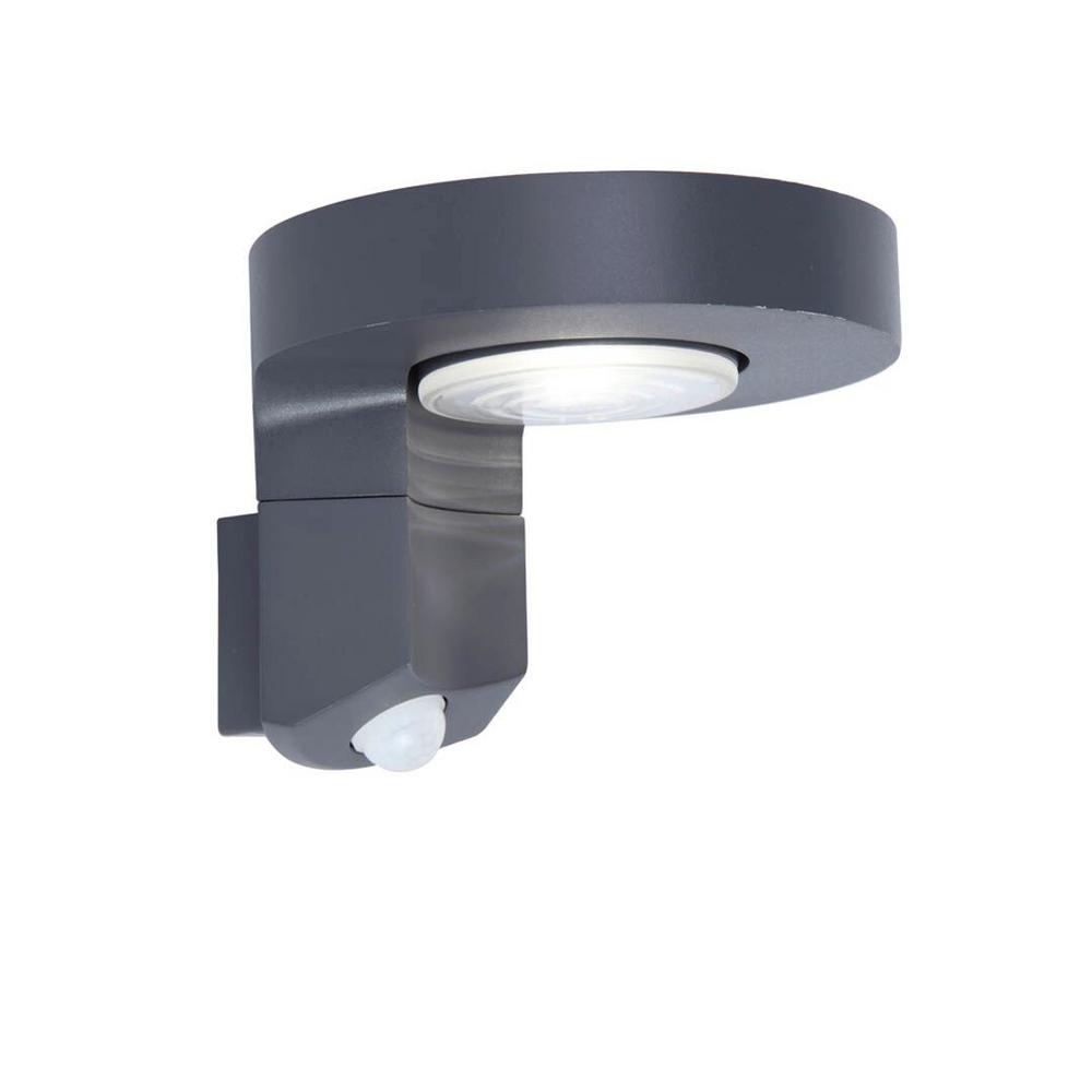 LUTEC 1Light Black Motion Activated Outdoor Solar LED Wall Mount