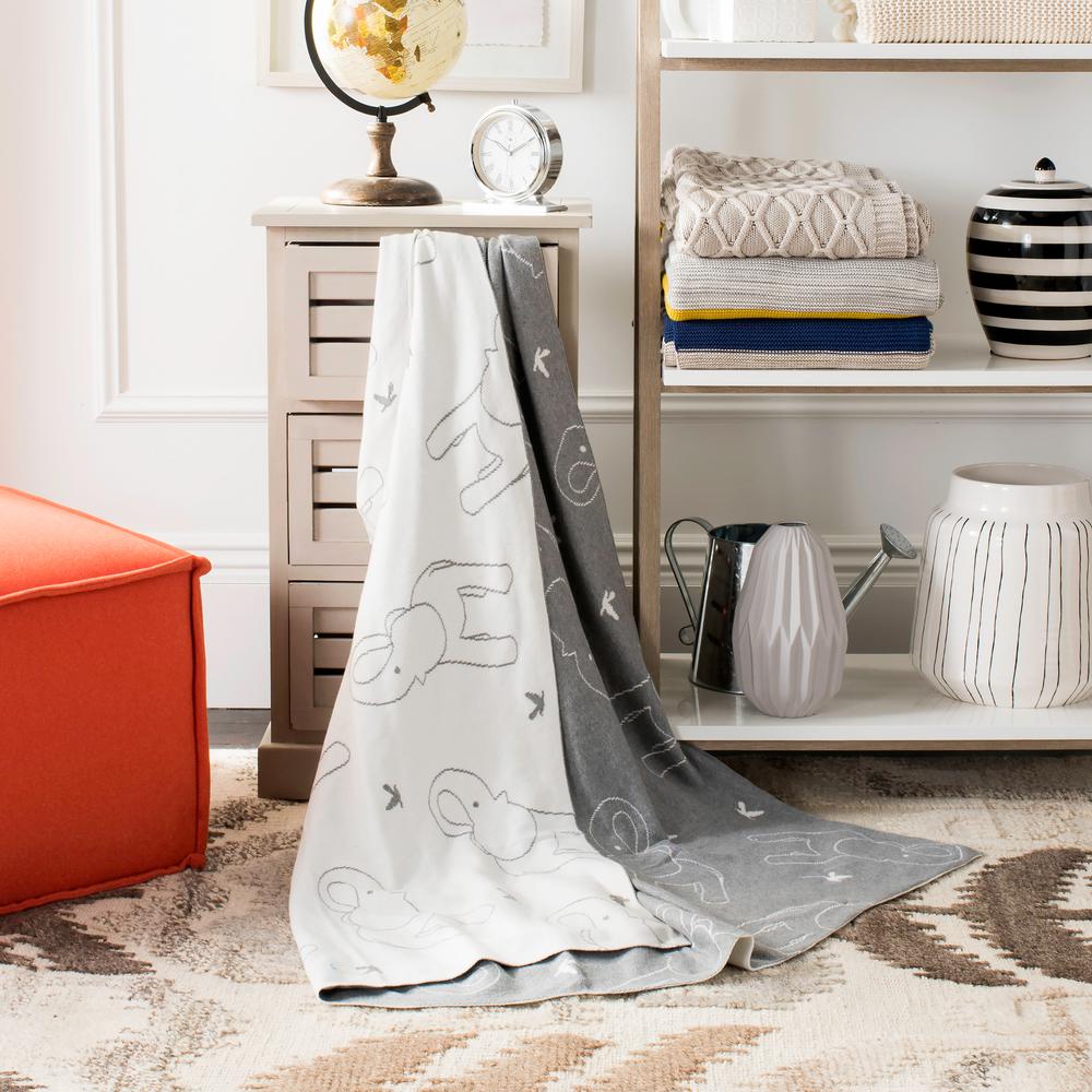 Safavieh Ella Knit Light Grey/Ivory Throw THR196A5060 The Home Depot