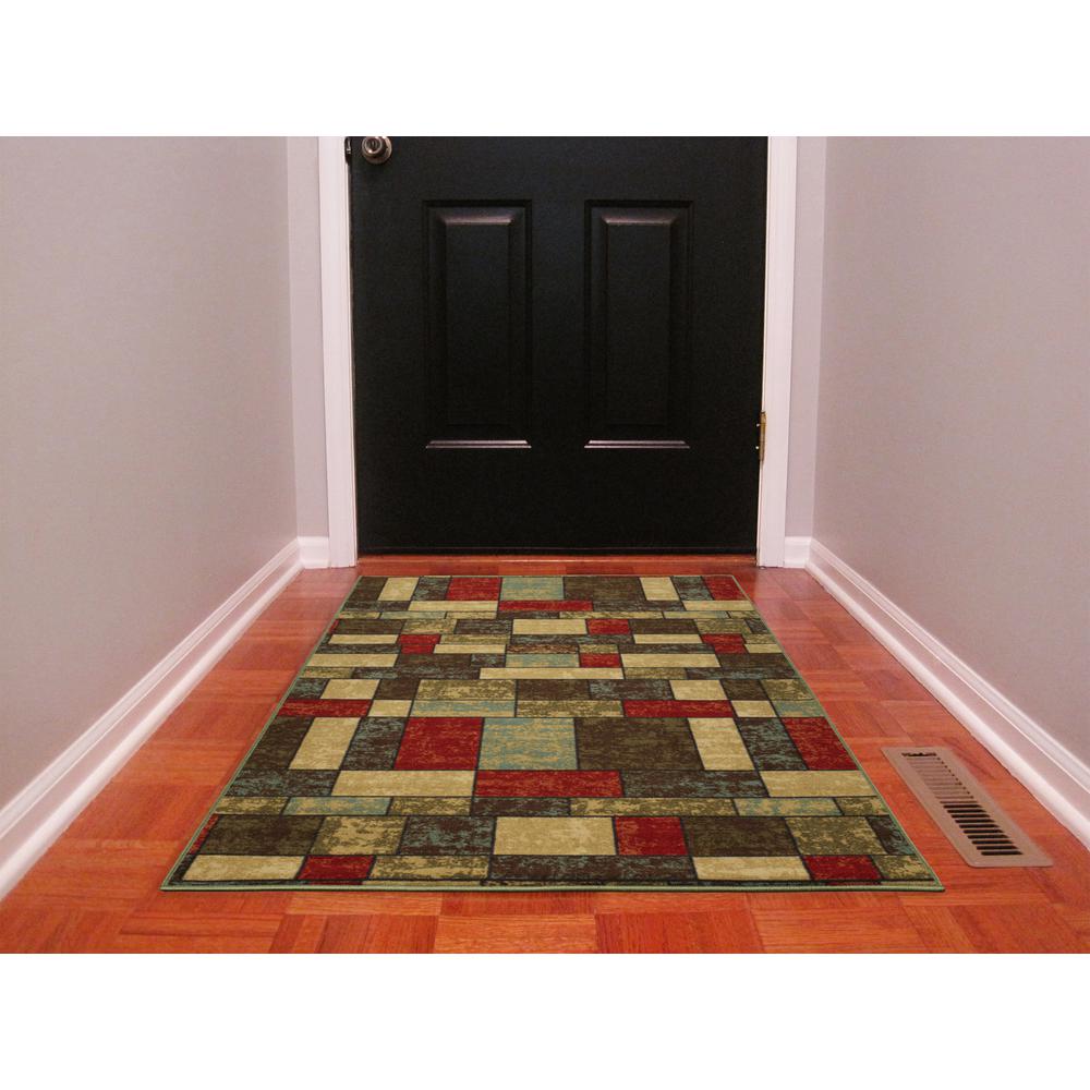 Ottomanson Ottohome Collection Contemporary Boxes Design Multi 3 ft. x 5 ft. Area RugOTH2309