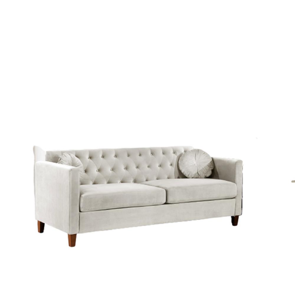 Lory Velvet Kitts Classic Chesterfield Sofa Beige