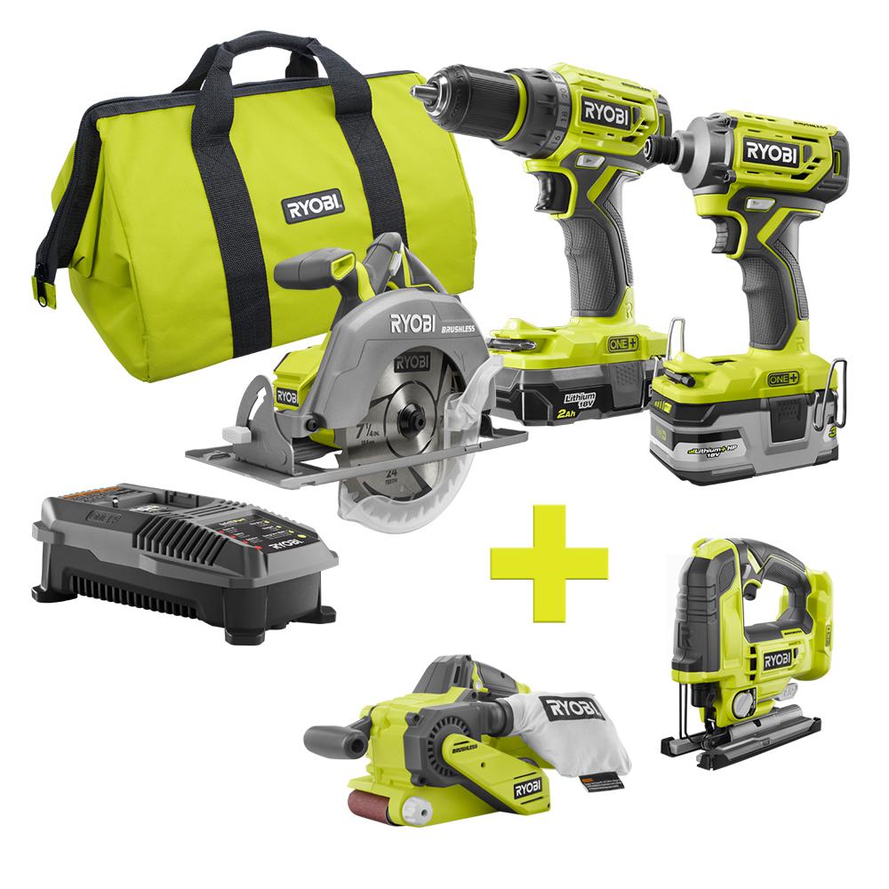 Ryobi Cordless Brushless Combo Kit 3 Power Tool Jigsaw Belt Sander ...