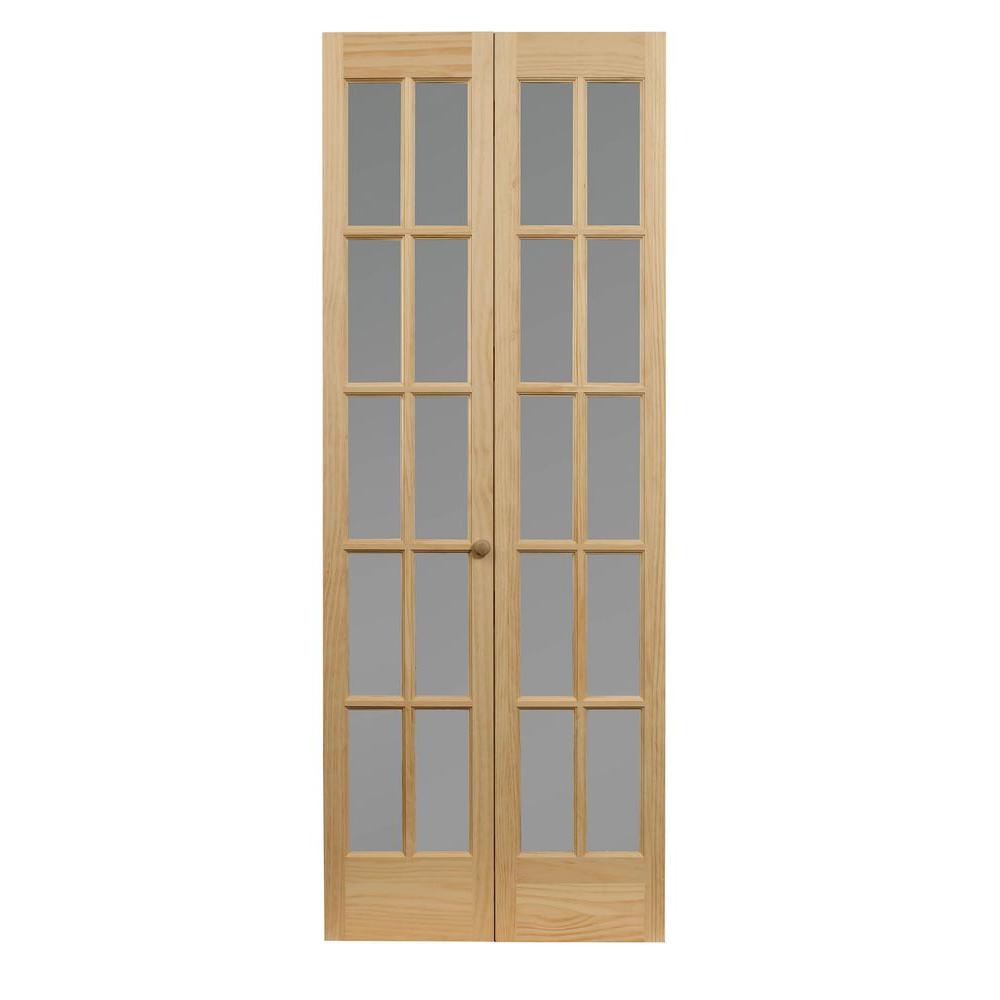 Pinecroft 30 In X 80 In Classic French 10 Lite Opaque Glass Wood Interior Bi Fold Door