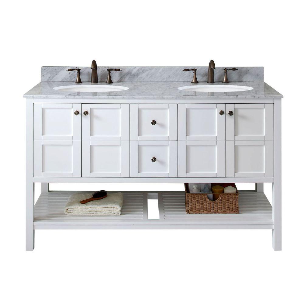 Virtu Usa Winterfell 60 In W Bath Vanity White With Marble Virtu Usa Winterfell 60 In W Bath