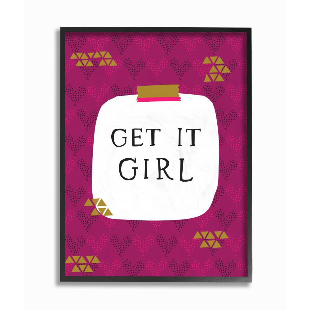 The Stupell Home Decor Collection 16 In X 20 Get It Girl Get It Girl Shapes Purple Glam By Border Bloom Printed Framed Wall Art