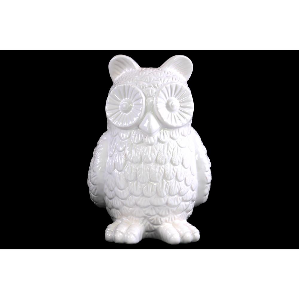 Urban Trends Collection 7 5 In H Owl Decorative Figurine White H Owl Decorative Figurine In White Gloss Finish 46918 The Home Depot